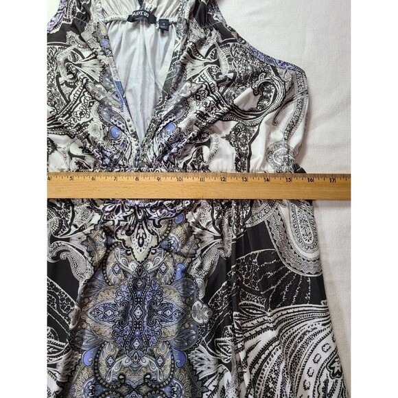 Apt. 9 Paisley Tank Dress Size Small Black Purple Sleeveless V-Neck Stretch - Picture 9 of 10